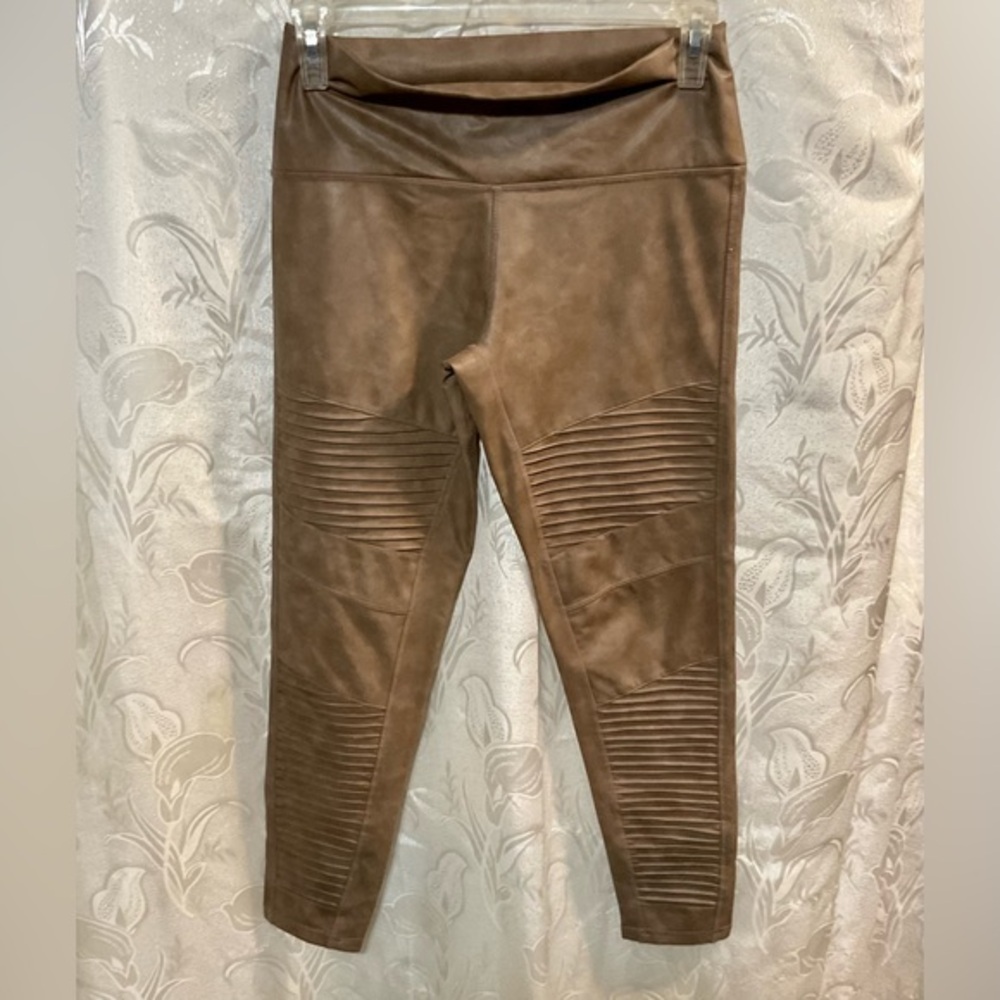 7 For All Mankind Tan Faux Leather Pants